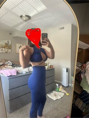 Women's Navy Blue Cutout Sports Set